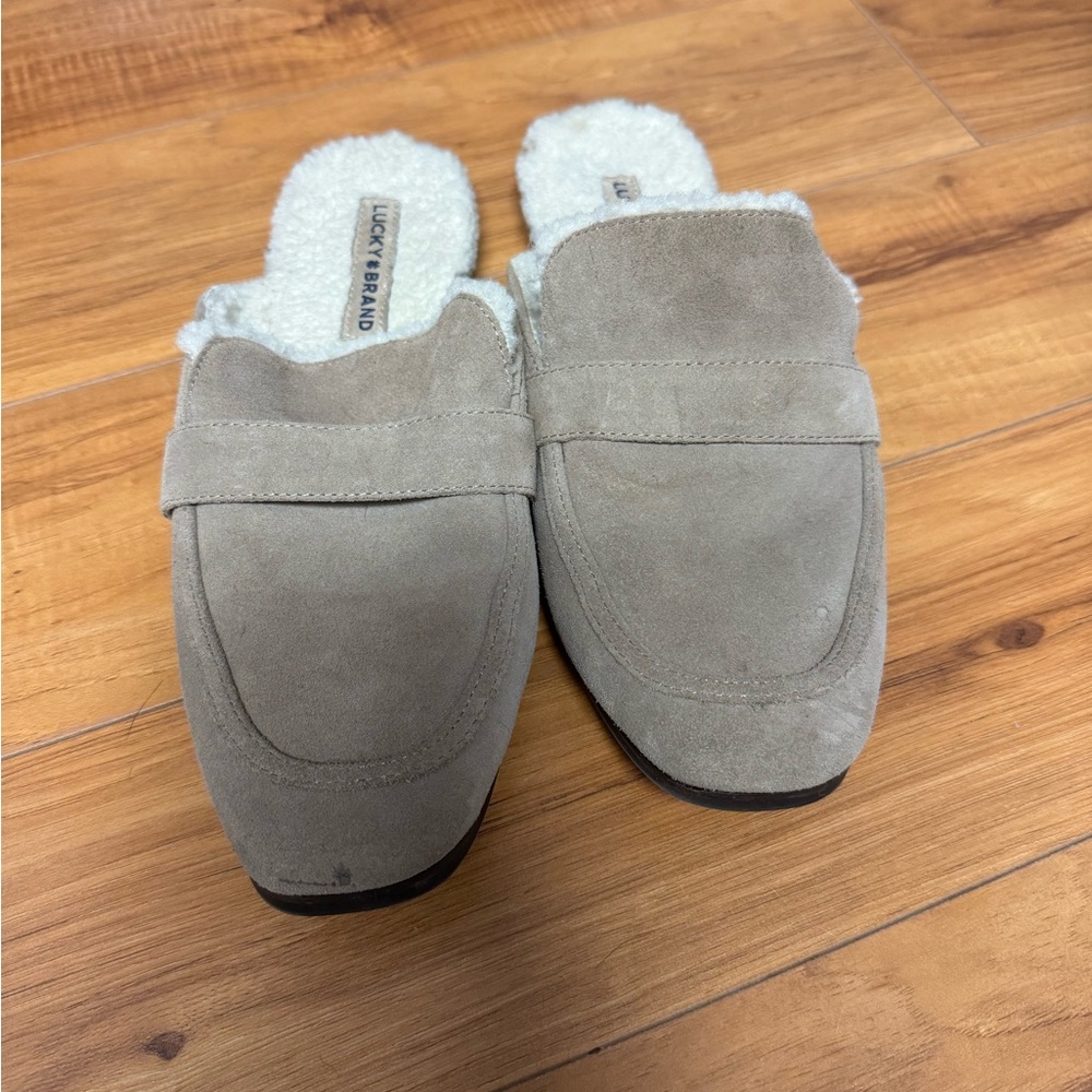 Lucky Brand Taupe Suede Slip-On Shoes